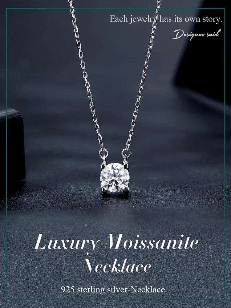 Radiant 1ct Moissanite Sterling Silver Pendant Necklace - Velora Luxury Fashion