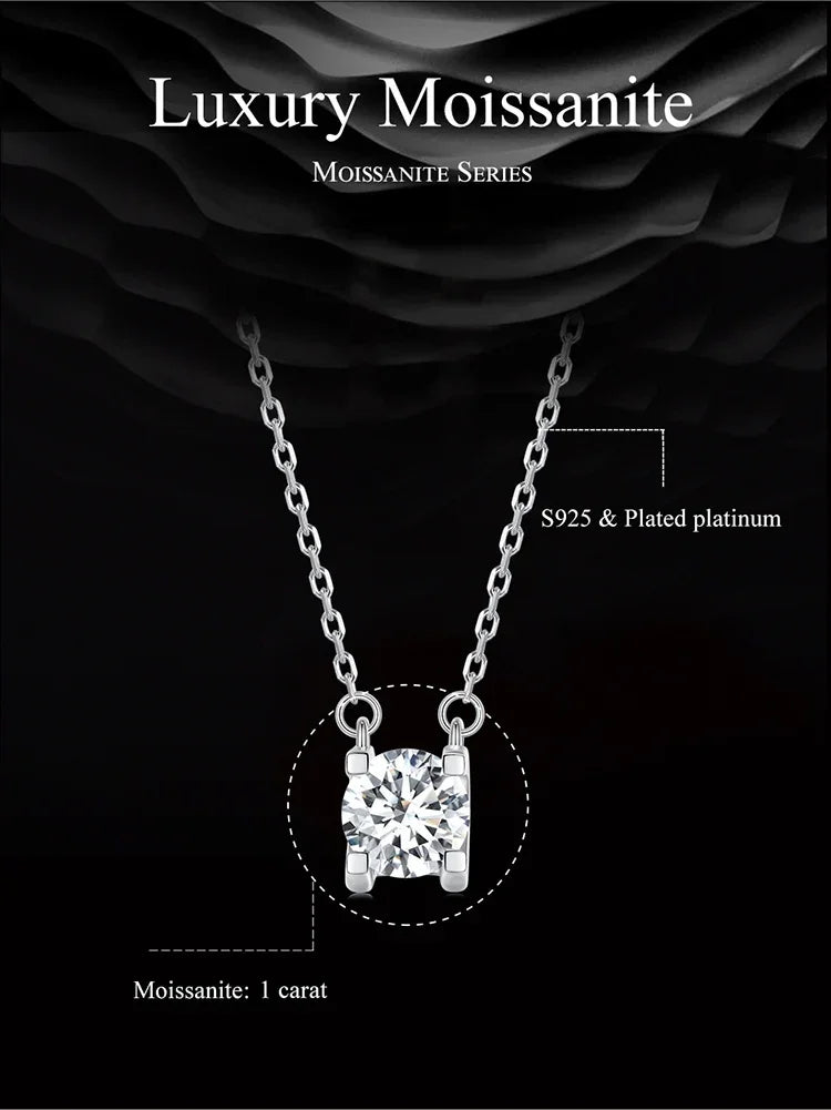 Radiant 1ct Moissanite Sterling Silver Pendant Necklace - Velora Luxury Fashion