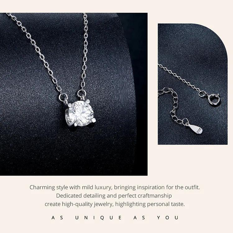 Radiant 1ct Moissanite Sterling Silver Pendant Necklace - Velora Luxury Fashion