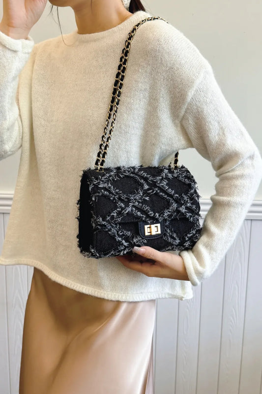 Raw Hem Denim Crossbody Bag - Velora Luxury Fashion