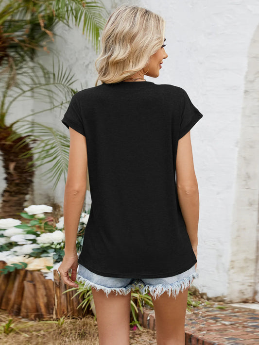 Relaxed Fit V-Neck T-Shirt - Velora Luxury Fashion