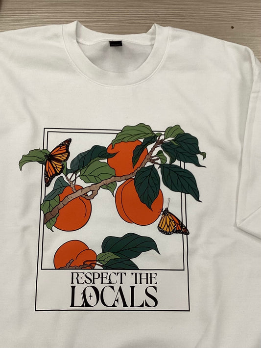 Respect The Locals Peaches Crewneck - Velora Luxury Fashion