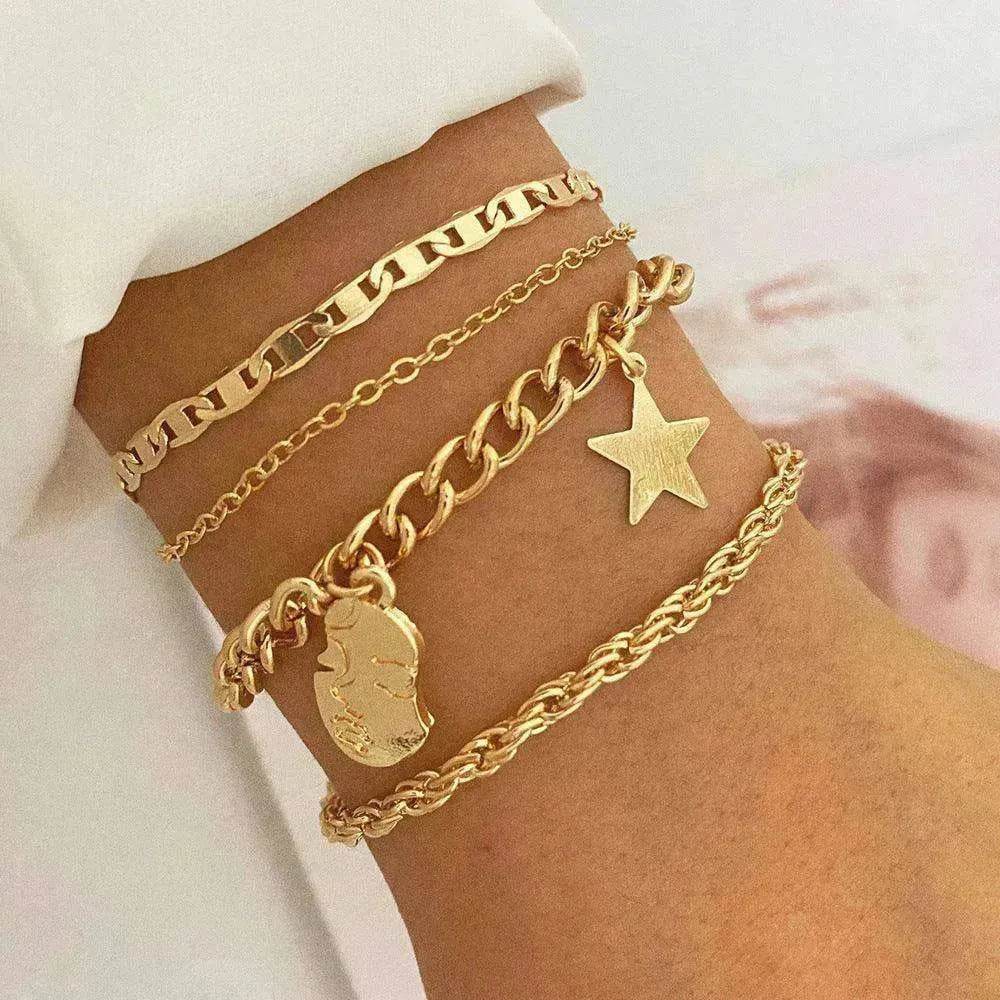 Retro Five-pointed Star Bracelet Four-piece Set EX-STOCK Canada