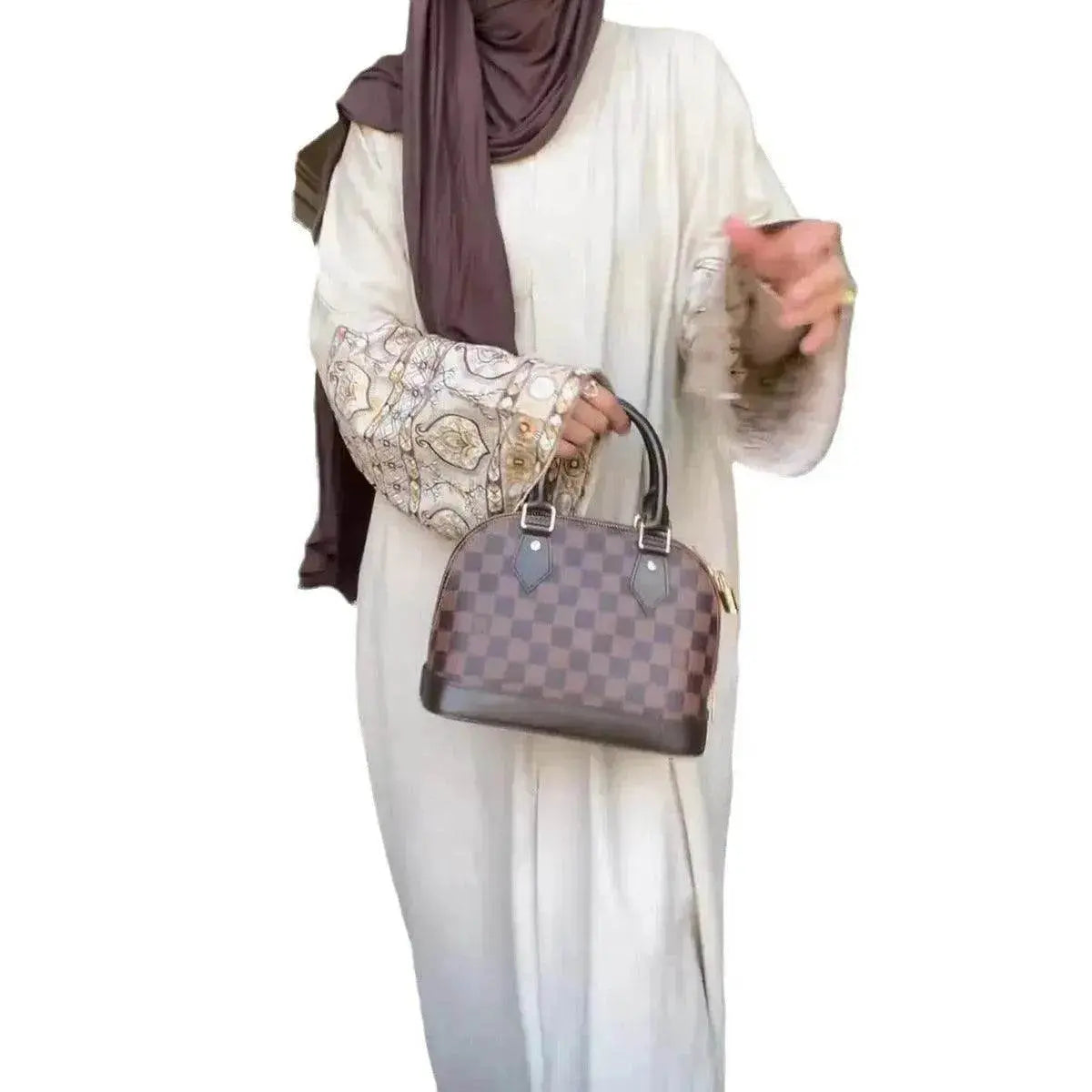 Retro-Inspired Boho Print Long Dress with Loose Puff Sleeves
