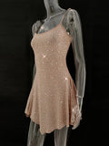 Rhinestone Decor Mini Cami Dress - Velora Luxury Fashion