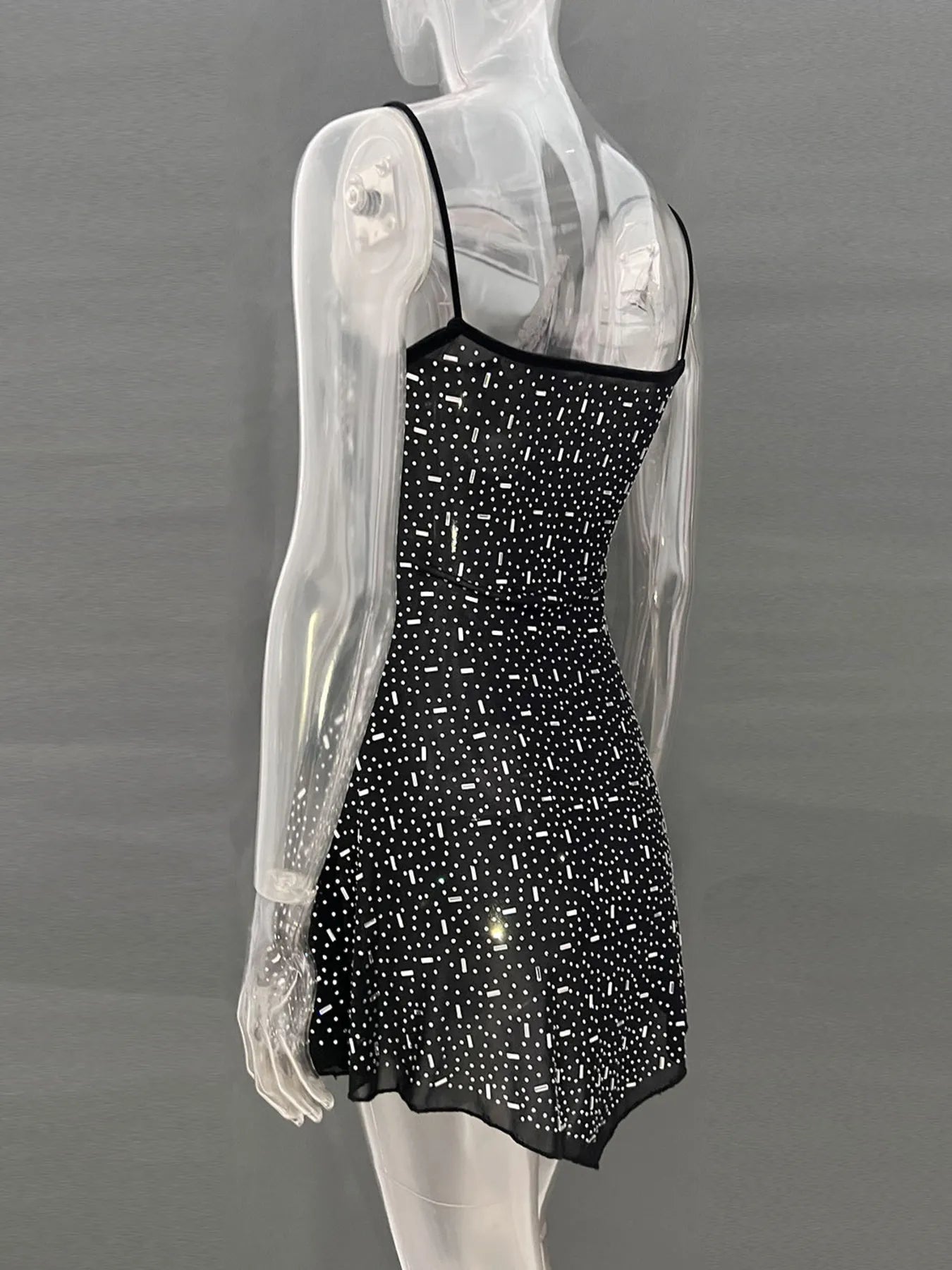 Rhinestone Decor Mini Cami Dress - Velora Luxury Fashion