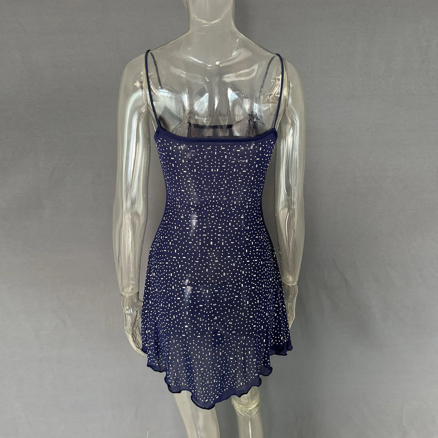Rhinestone Decor Mini Cami Dress - Velora Luxury Fashion