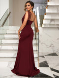 Rhinestone One-Shoulder Formal Dress - Velora Luxury Fashion