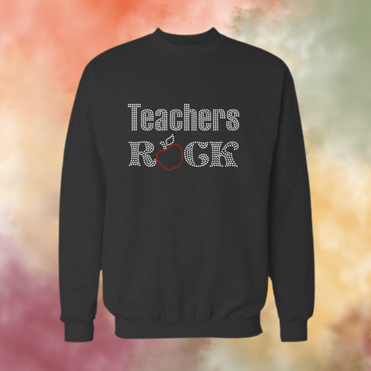 Teachers Rock Rhinestone Shirt – Appreciation Sparkle Bling Tee | Blingdazzel