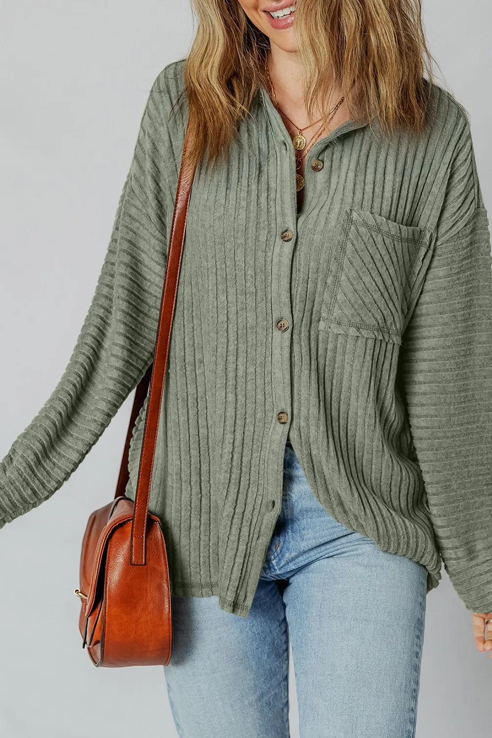 Ribbed Knit Button-Up Cardigan - Velora Luxury Fashion