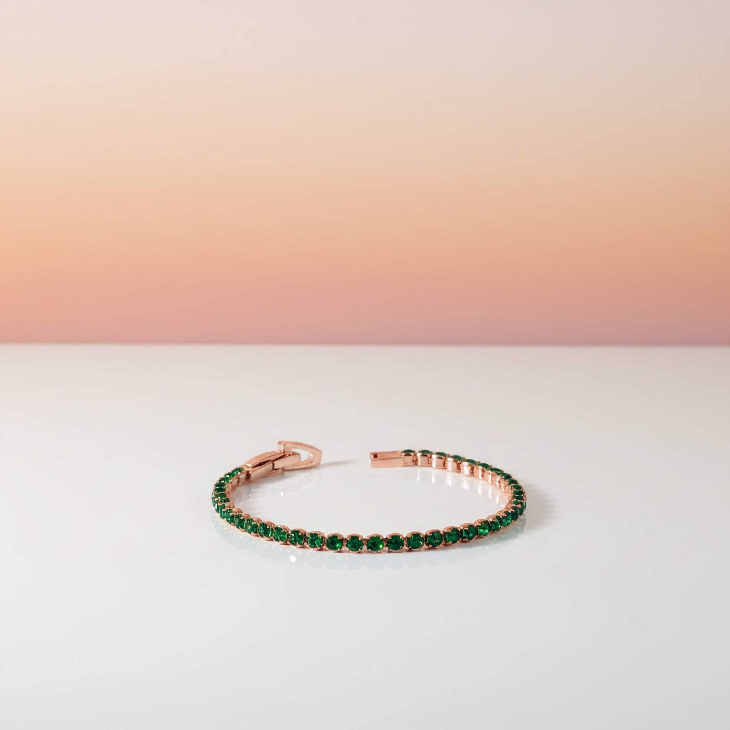 Emerald Glow Tennis Bracelet– 18K Gold Green Zirconia Jewelry