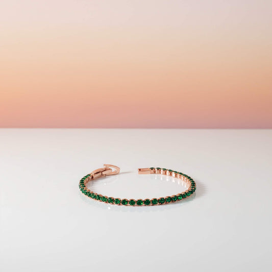 Emerald Glow Tennis Bracelet– 18K Gold Green Zirconia Jewelry