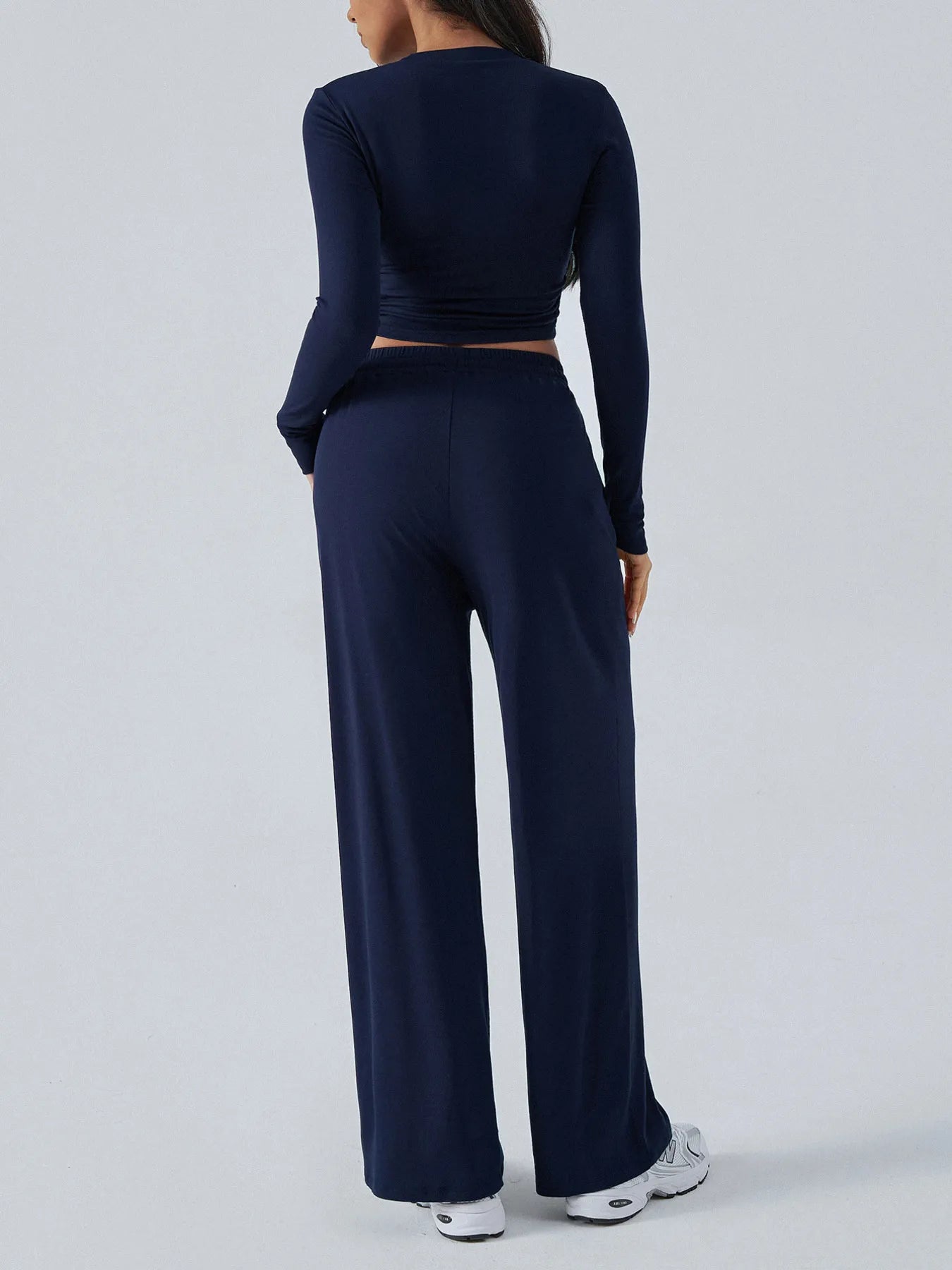Round Neck Long Sleeve Top and Pants Set - Velora Luxury Fashion