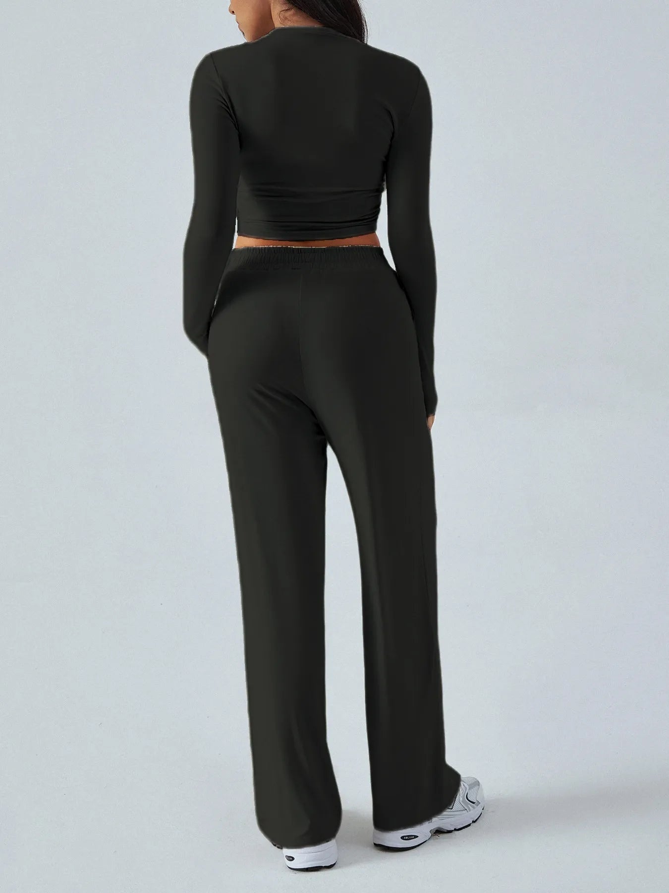 Round Neck Long Sleeve Top and Pants Set - Velora Luxury Fashion