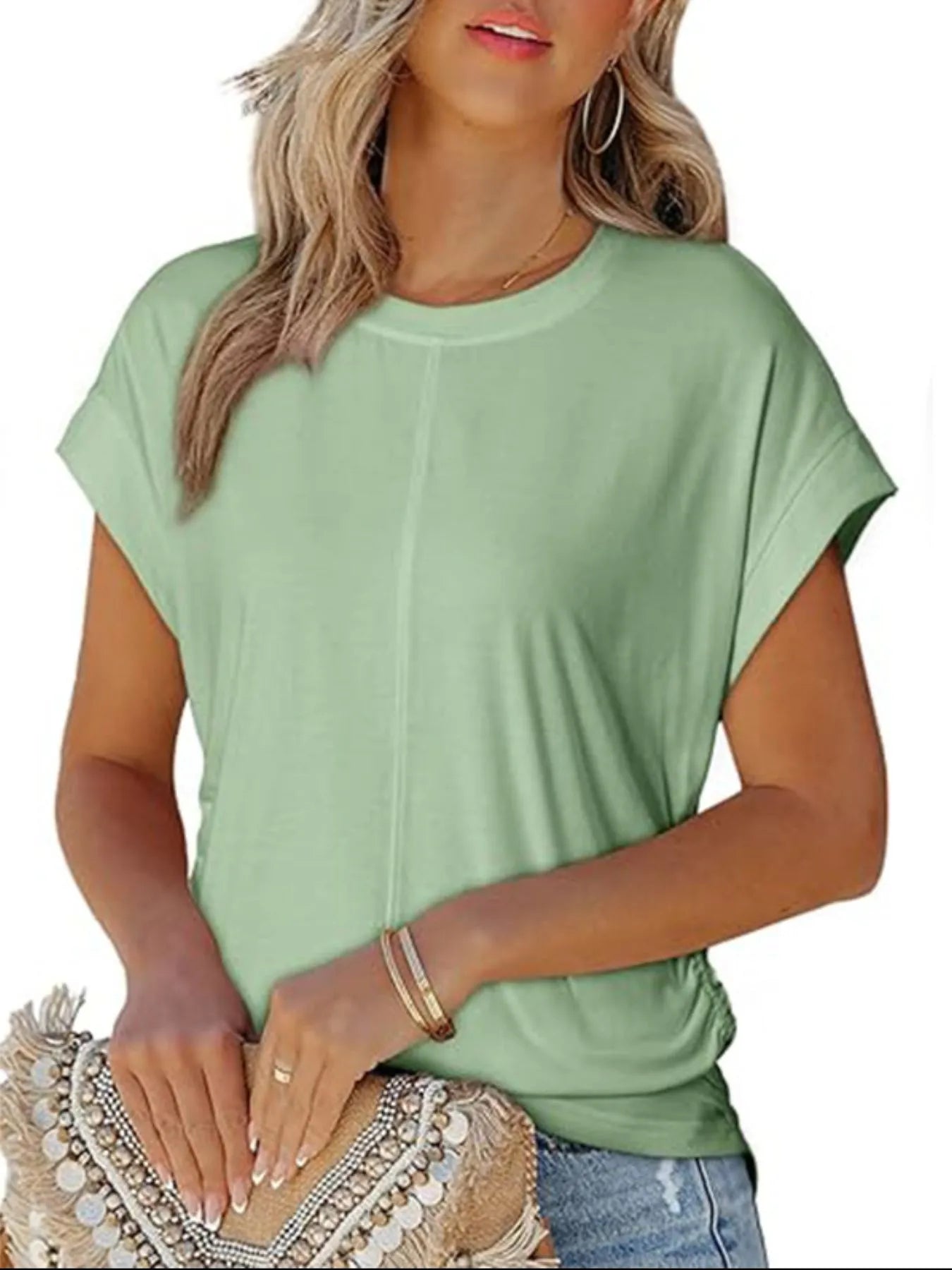 Round Neck Short Sleeve T-Shirt - Velora Luxury Fashion