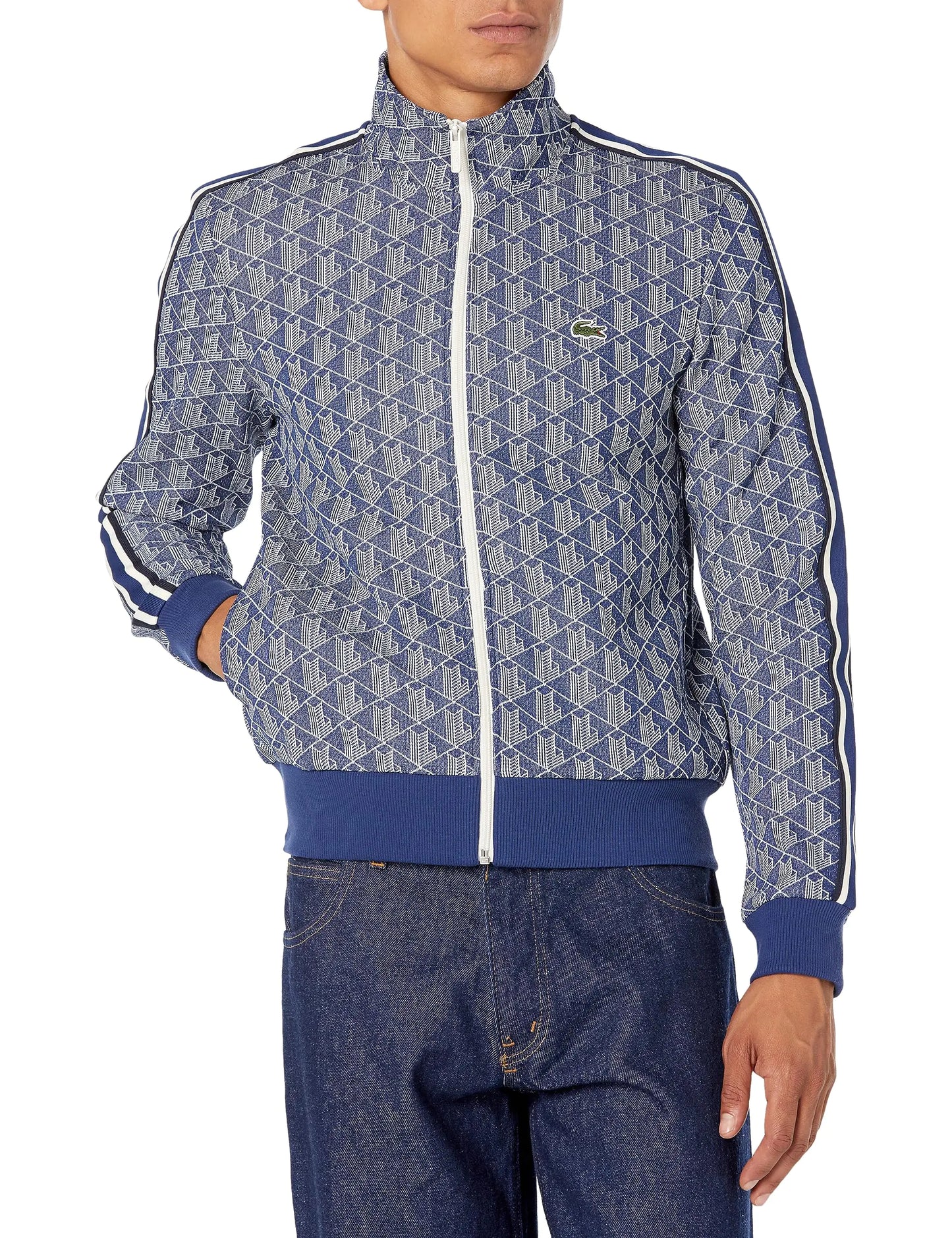 Lacoste Mens Vintage Fit Printed Full Zip Sweatshirt 4X-Large