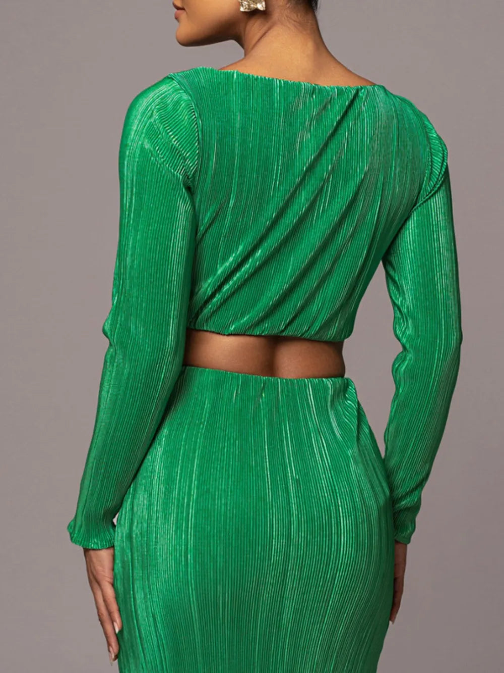 Ruched Cowl Neck Top and Maxi Skirt Set - Velora Luxury Fashion