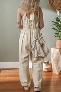 Ruched Sleeveless Wide Leg Jumpsuit - Velora Luxury Fashion