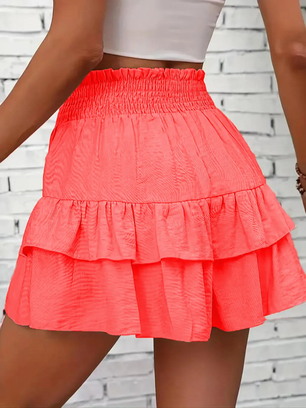 Ruffle Layered High Waist Casual Skort - Velora Luxury Fashion