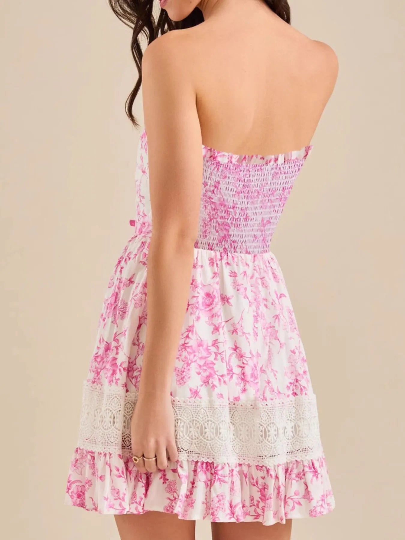 Ruffled Hem Printed Tube Dress - Velora Luxury Fashion