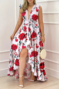 Ruffled Plunge Sleeveless Maxi Dress - Velora Luxury Fashion