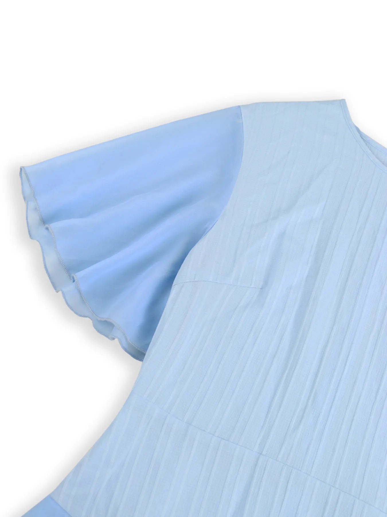 Ruffled Round Neck Flutter Sleeve Dress - Velora Luxury Fashion