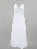 Ruffled V-Neck Maxi Dress - Velora Luxury Fashion