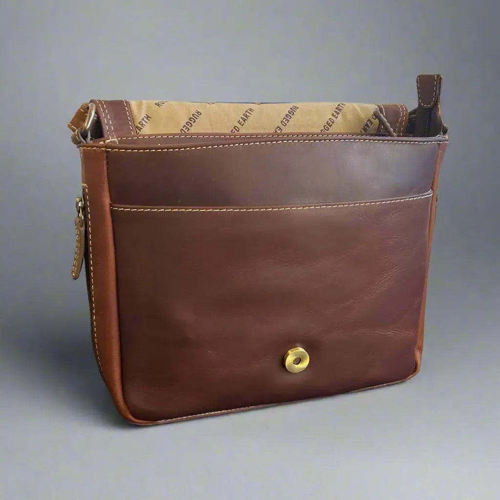 Rugged Earth Full Grain Leather East-West Organizer Bag - Velora Luxury Fashion