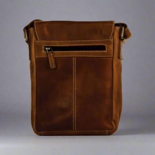 Rugged Earth Leather Bag with Front Flap and Buckle - Velora Luxury Fashion