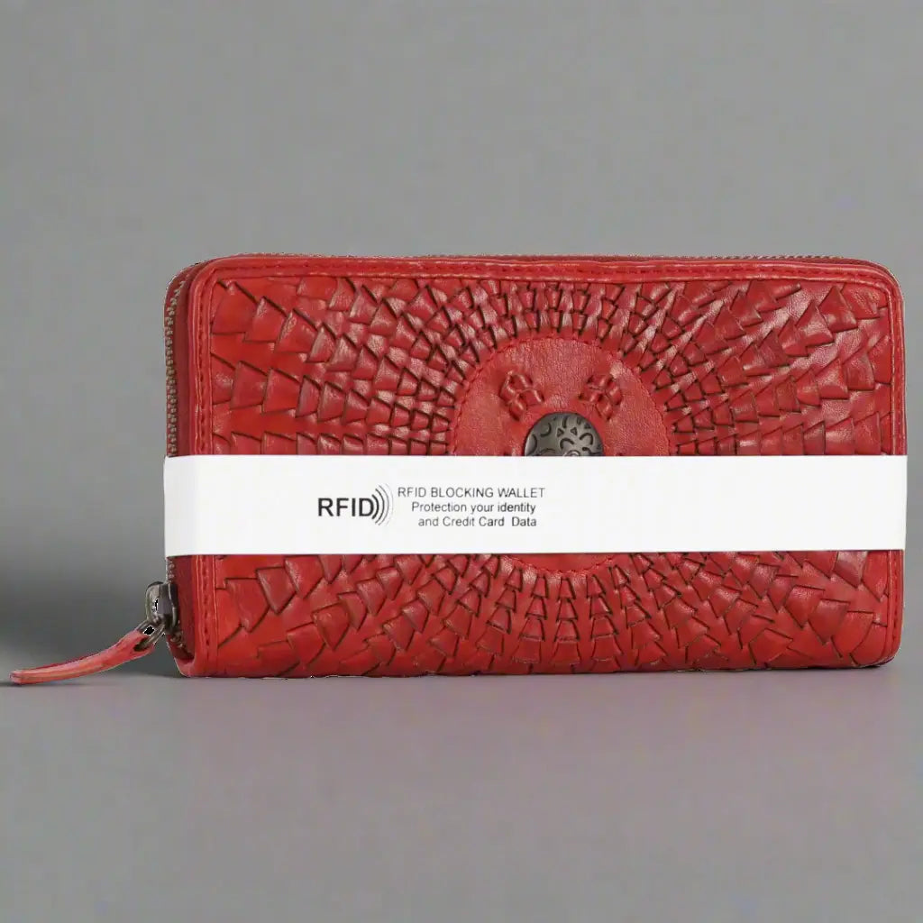 Rugged Earth Women's Wallet Zip Around Whip Stitch - Velora Luxury Fashion