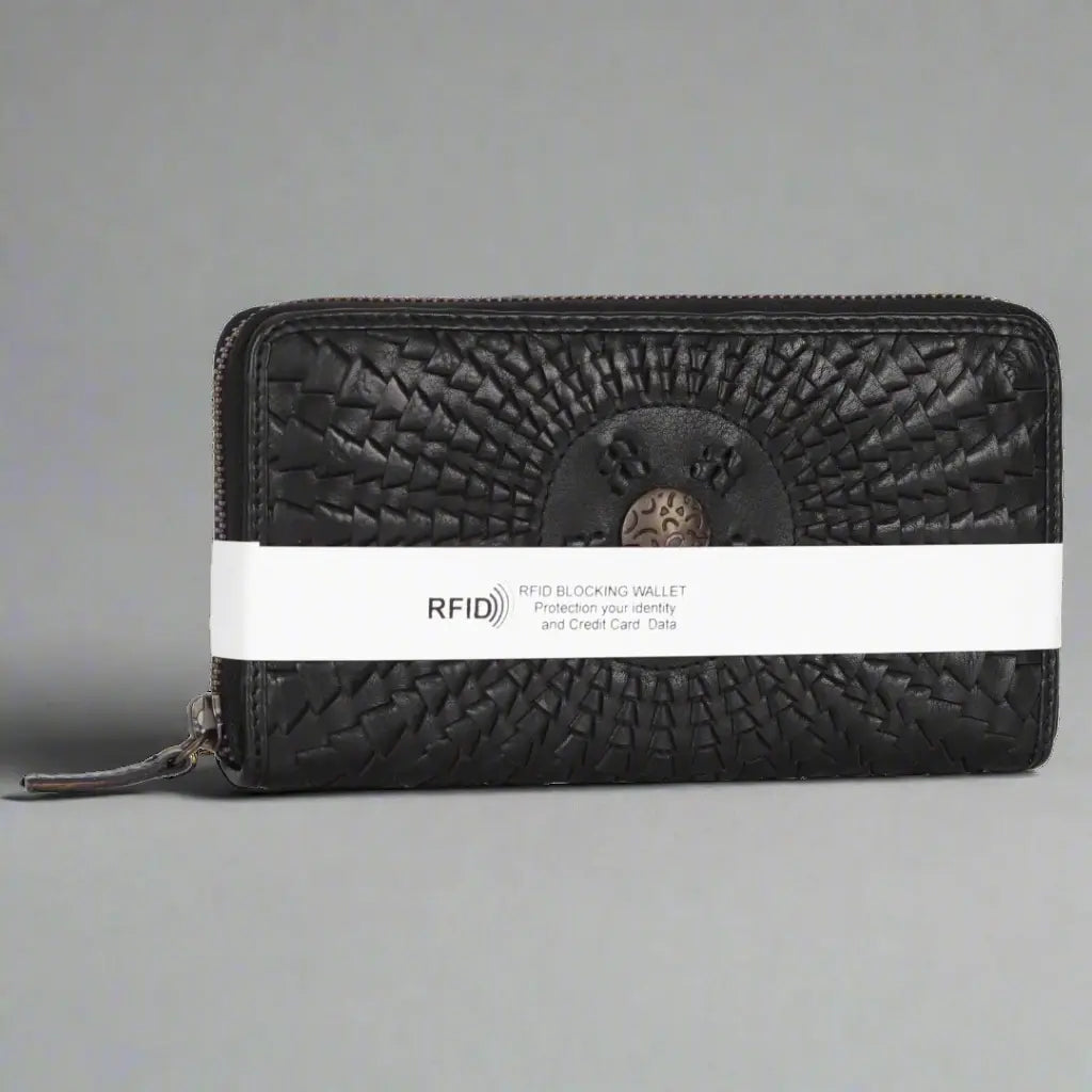 Rugged Earth Women's Wallet Zip Around Whip Stitch - Velora Luxury Fashion