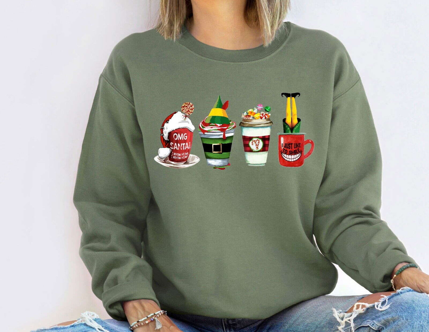 RusticGirls.Trilogy ELF Coffee Crewneck Sweater - Velora Luxury Fashion
