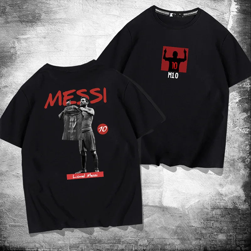 Messi 100% cotton summer men's short-sleeved t-shirt outdoor casual tops street fashion men's clothing Velora