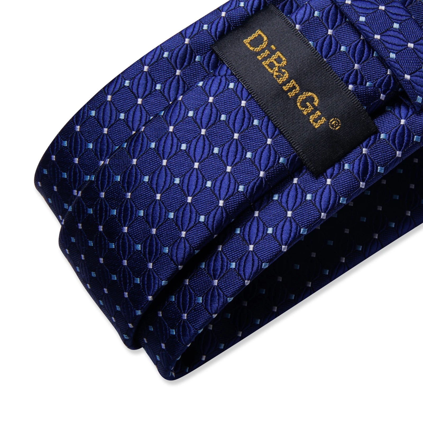 Blue Royal Dot Pliad Mens Tie set with Silver Clip and Ring Business Wedding Party Accessories 8cm Necktie Handkerchief Cufflink - Velora