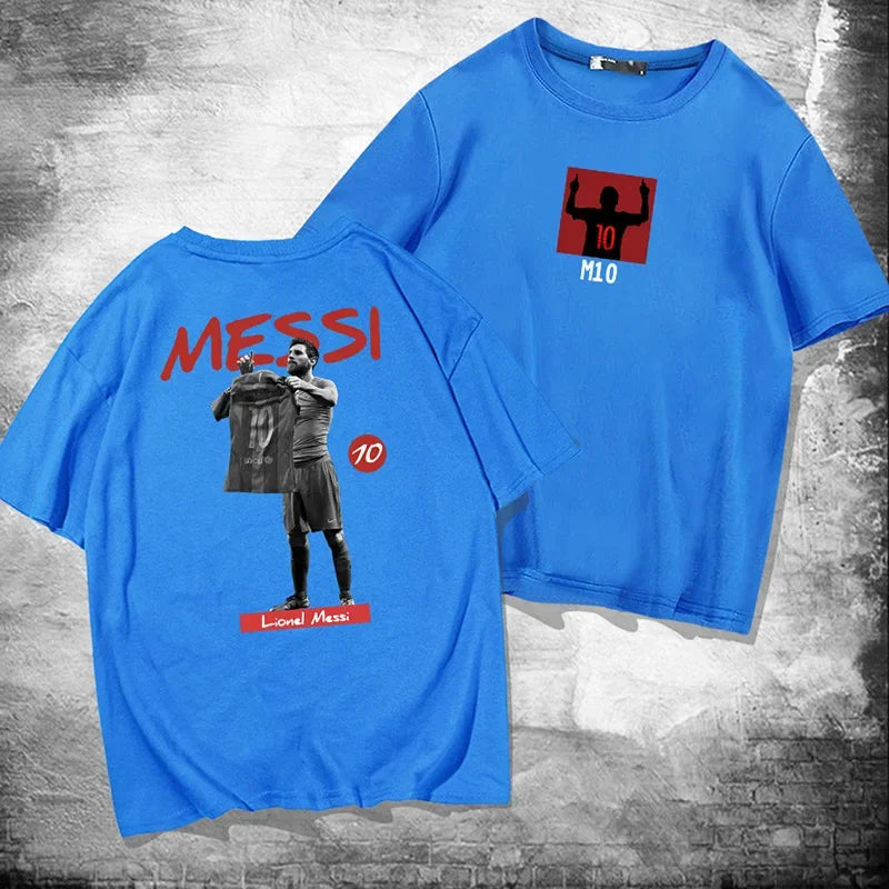 Messi 100% cotton summer men's short-sleeved t-shirt outdoor casual tops street fashion men's clothing Velora