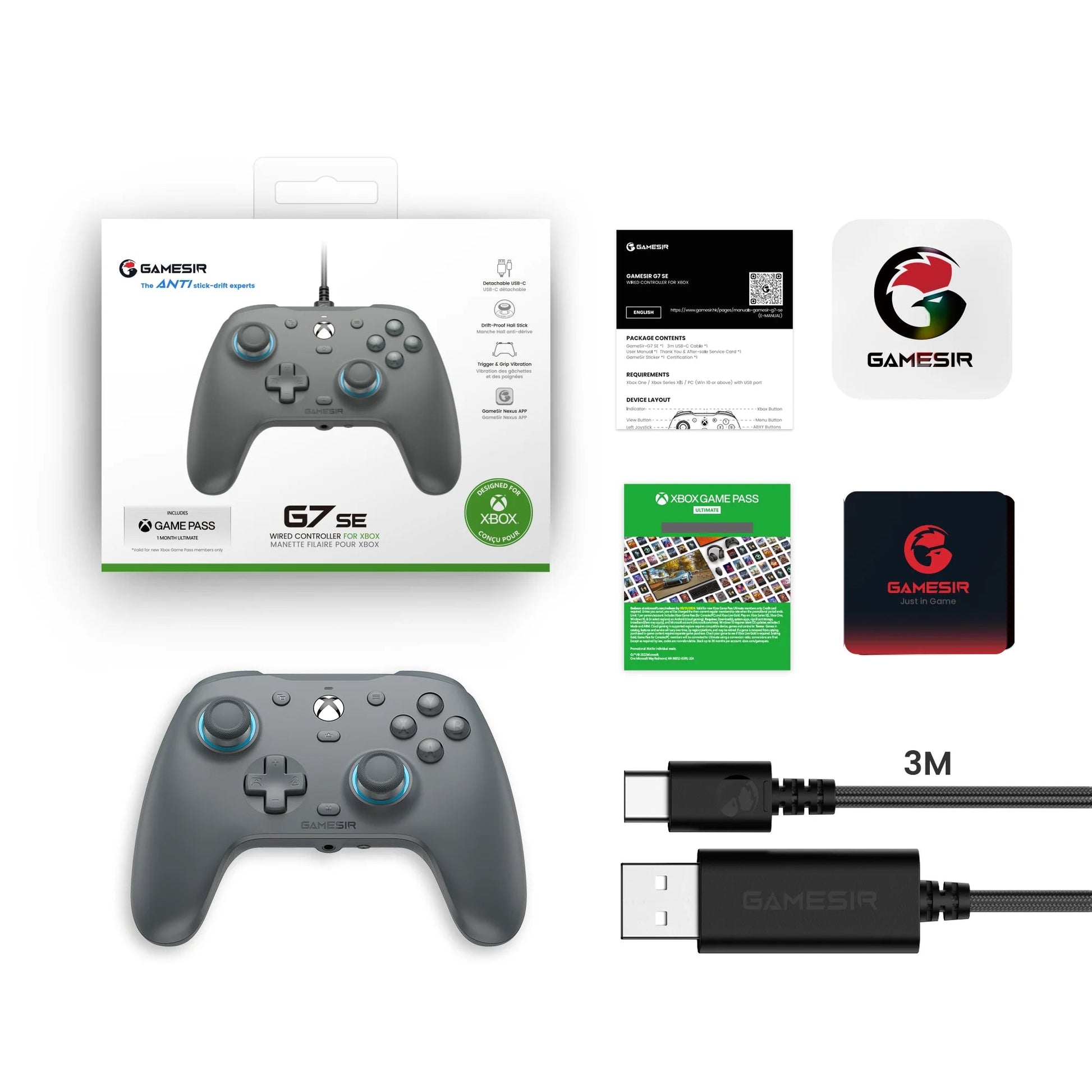 GameSir G7 SE Xbox Gaming Controller Wired Gamepad for Xbox Series X, Xbox Series S, Xbox One, with Hall Effect Joystick - Velora