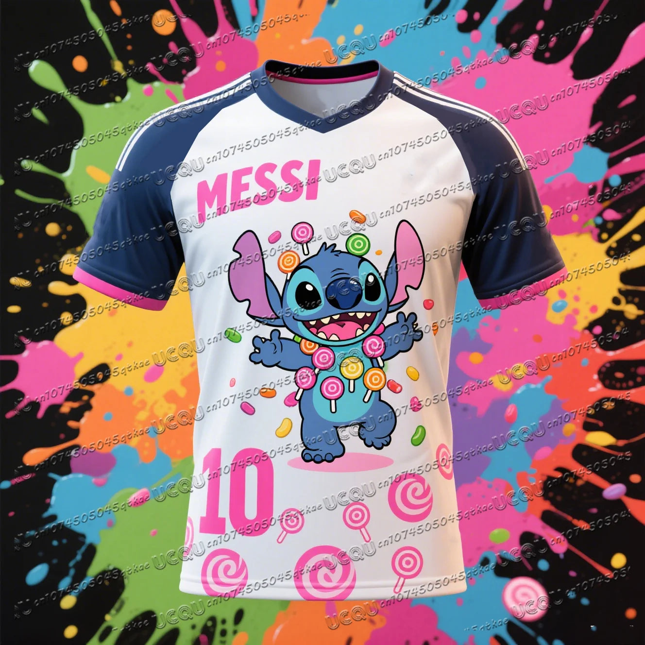 Messi No.10 Stitch Printed Football Sportswear T-Shirt Quick Drying Outdoor Parent-Child Activity Tee Adult&Kid'S Fitness Top Velora