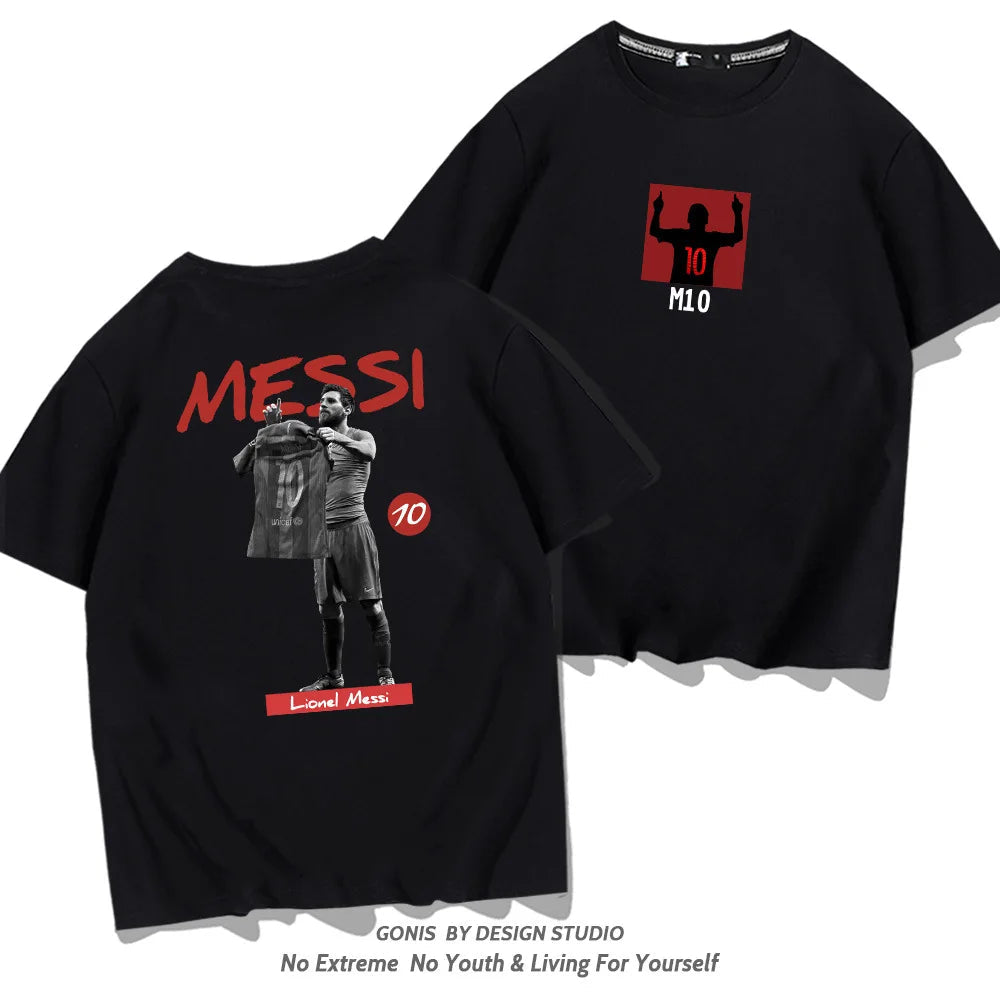 Messi 100% cotton summer men's short-sleeved t-shirt outdoor casual tops street fashion men's clothing Velora