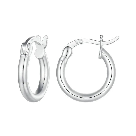 14K White Gold-Plated 925 Sterling Silver Hoop Earrings - Stylish And Hypoallergenic Jewelry For Women - Velora