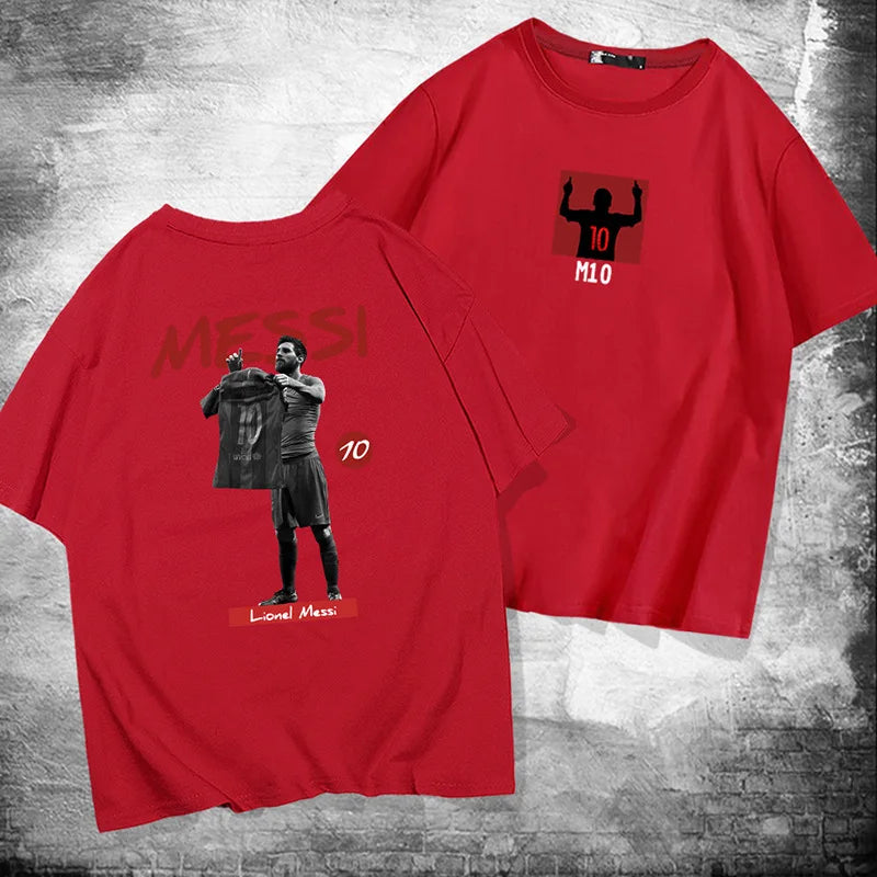 Messi 100% cotton summer men's short-sleeved t-shirt outdoor casual tops street fashion men's clothing Velora