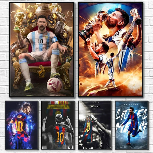 1PC Football Star Popular Character M-Messi Poster Sticky Wall Art Printing Waterproof Home Living Bed Room Bar Aesthetic Decor Velora