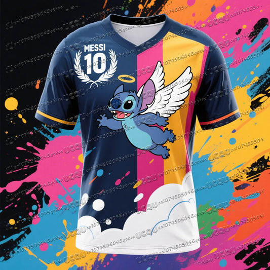 Messi No.10 Stitch Printed Football Sportswear T-Shirt Quick Drying Outdoor Parent-Child Activity Tee Adult&Kid'S Fitness Top Velora