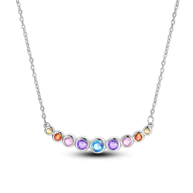 Rainbow Sparkle Sterling Silver Pendant Necklace - Velora