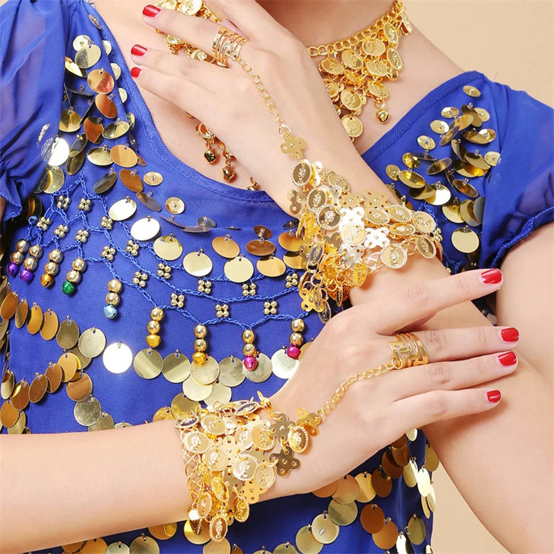 Indian Dance Accessories Necklace Headwear Earrings Bracelet Hair Band Jewelry Set Women's Party Jewelry Gifts Velora