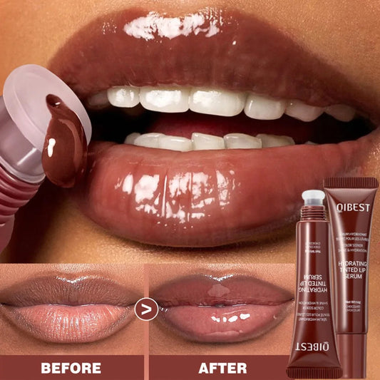 Nude Brown Plumping Lip Gloss Moisturising Colored Lip Serum Transparent Fullness Lips Tint Soft Tube Make Up Beauty Lips Care - Velora
