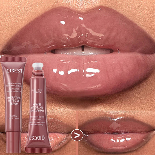 Nude Brown Plumping Lip Gloss Moisturising Colored Lip Oil Transparent Fullness Lips Tint Soft Tube Make Up Beauty Lips Care 12g - Velora