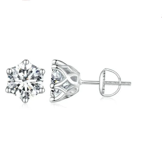 Radiant Moissanite Stud Earrings | D Color Round Cut 925 Silver, Gold Plated - Velora