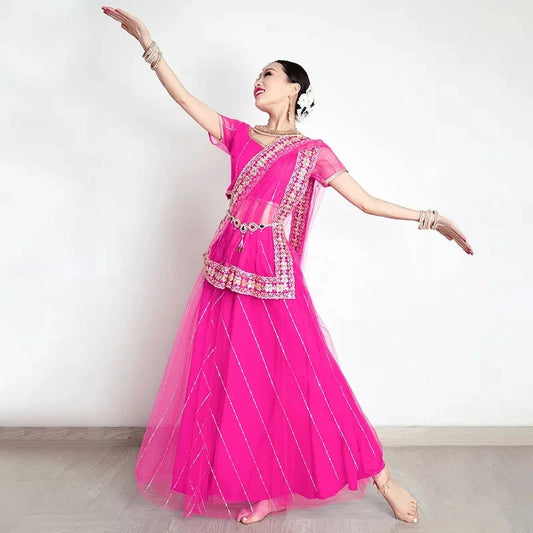 Traditional Indian Clothing Pakistani Sari Women's Elegant Dress Party Cosplay Dance Dress Stage Dress - Velora