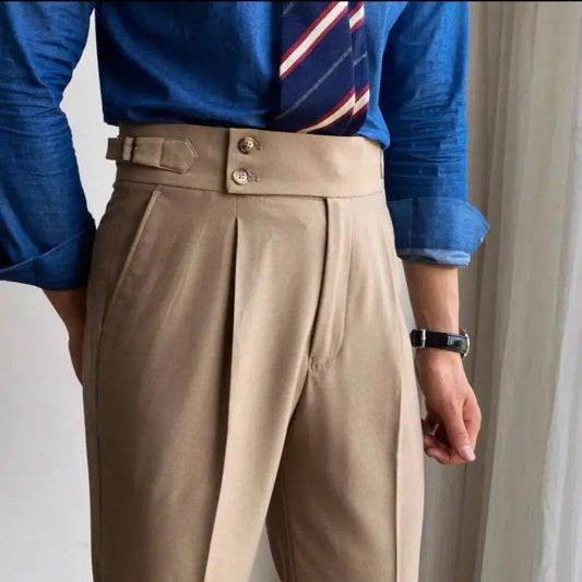Suit Trousers for Men Pocket British Style Slim Fit Man Suits Pants Fashion Clothing Up Thin Casual Stylish Elegant Summer 2025 Velora