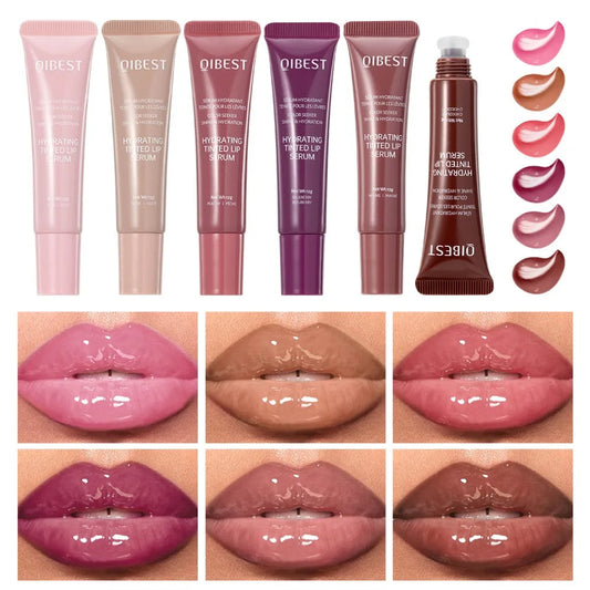 Nude Brown Plumping Lip Gloss Moisturising Colored Lip Serum Transparent Fullness Lips Tint Soft Tube Make Up Beauty Lips Care - Velora